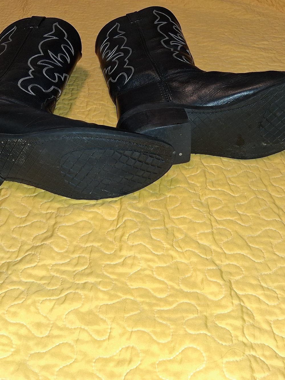 Men's OLD WEST Black Leather Western Cowboy Boots 10.5 EE - Picture 5 of 5